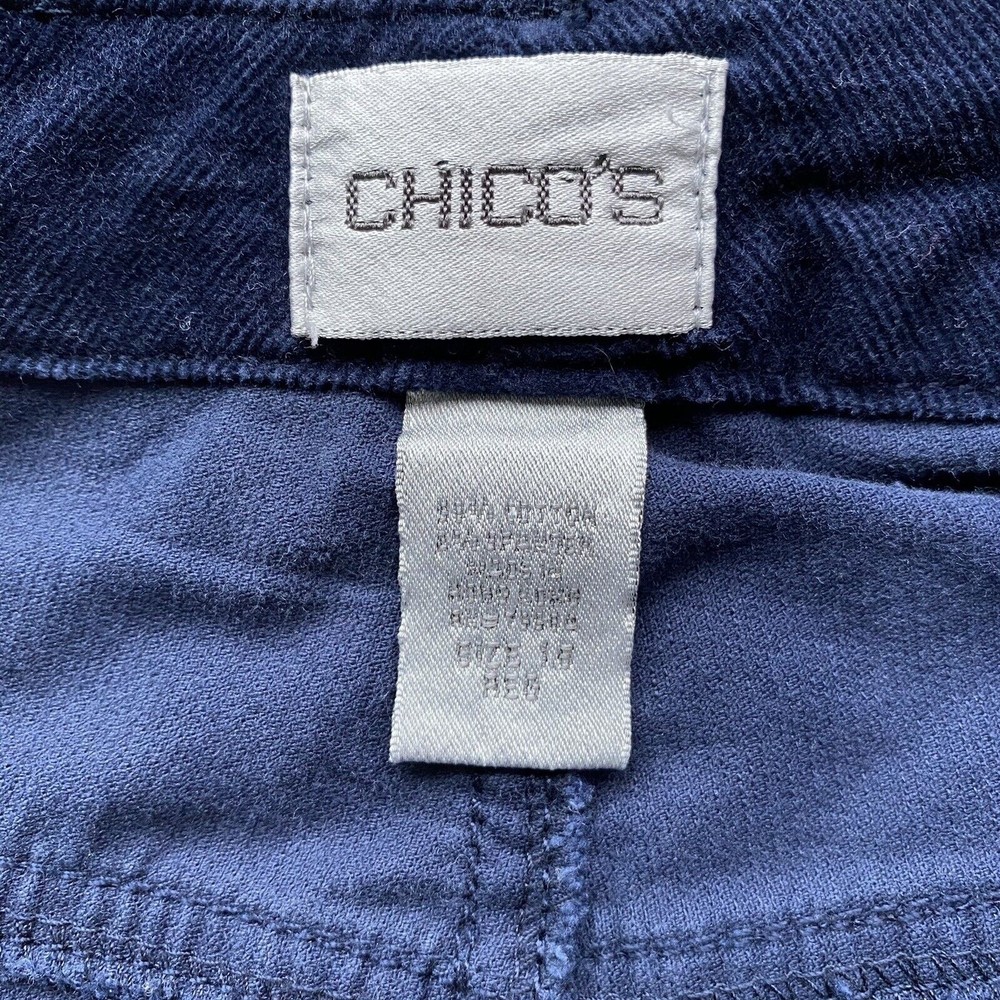 (2) Chicos Womens Corduroy Pants Size 1.5 Regular Straight Trousers Berry & Blue - Picture 7 of 12